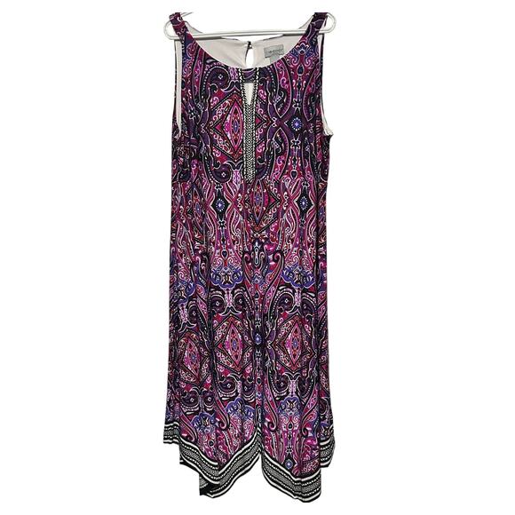 Catherines Women Paisley Purple Black Handkerchief Sleeveless Maxi Dress Size 2X - Picture 1 of 5